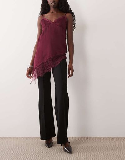Mango Mango pleat front flared pants in black