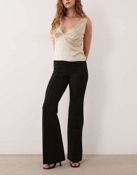 Mango Mango pleat front flared trouser in black