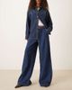 Mango Mango pleat front fluid straight leg jeans in dark blue - 1