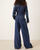 Mango Mango pleat front fluid straight leg jeans in dark blue - 3