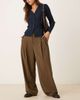 Mango Mango pleat front tailored pants in khaki green - 1