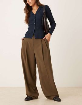 Mango Mango pleat front tailored pants in khaki green