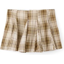 MANGO MANGO Pleated Check Miniskirt