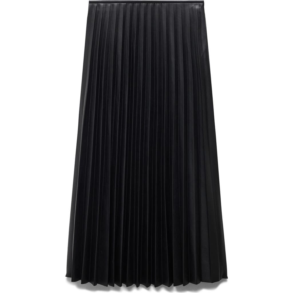 MANGO MANGO Pleated Faux Leather Midi Skirt