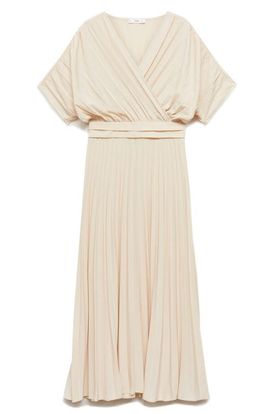 MANGO MANGO Pleated Faux Wrap Dress