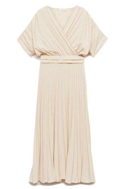 MANGO MANGO Pleated Faux Wrap Dress