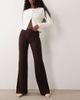 Mango Mango pleated front flared pants in brown - 1