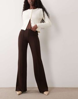Mango Mango pleated front flared pants in brown