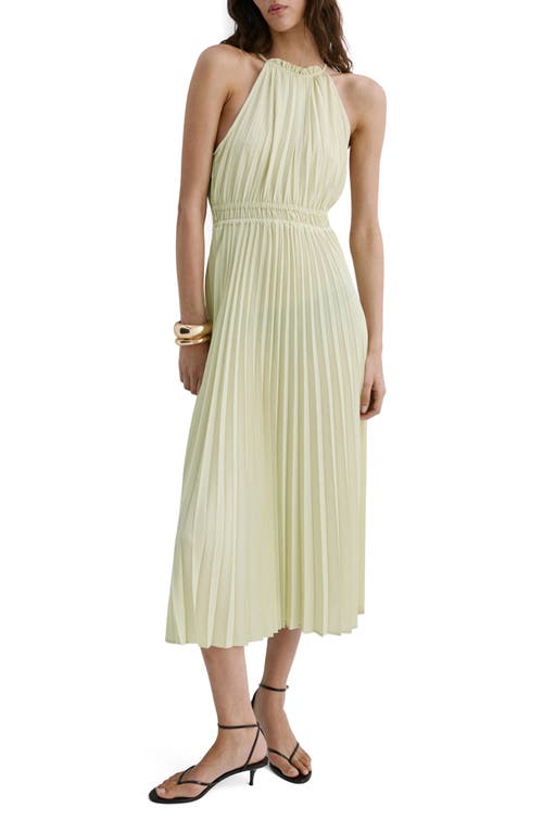 MANGO MANGO Pleated Halter Neck Midi Dress