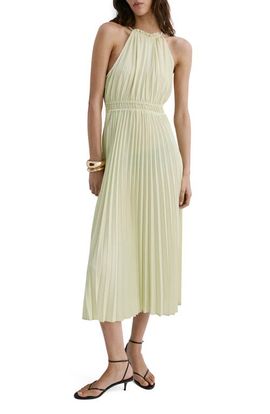 MANGO MANGO Pleated Halter Neck Midi Dress