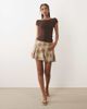 Mango Mango pleated mini skirt in brown check - 1