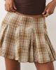 Mango Mango pleated mini skirt in brown check - 4