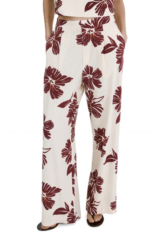 MANGO MANGO Pleated Print Straight Leg Pants