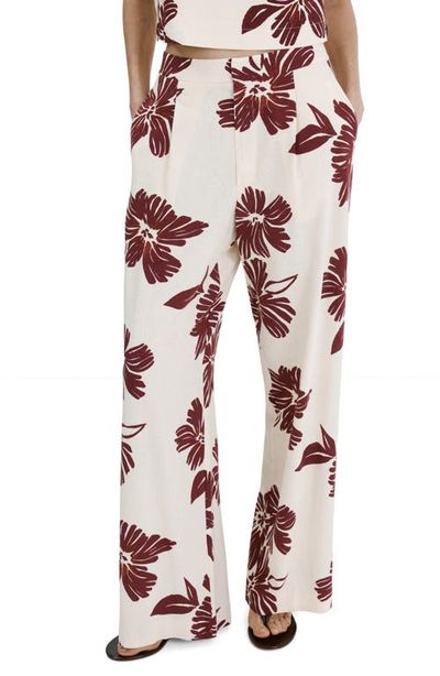 MANGO MANGO Pleated Print Straight Leg Pants