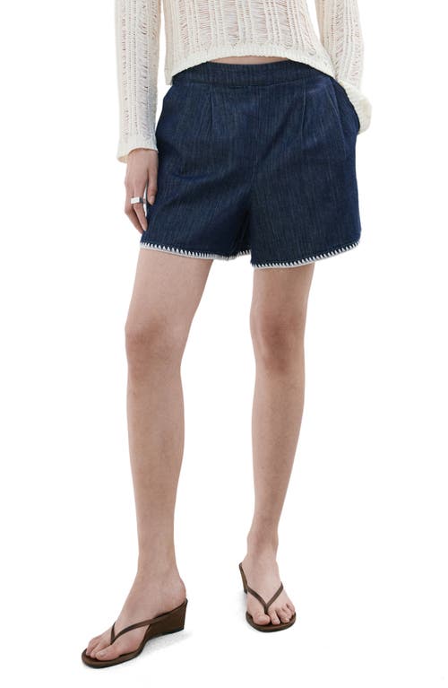 MANGO MANGO Pleated Pull-On Denim Shorts