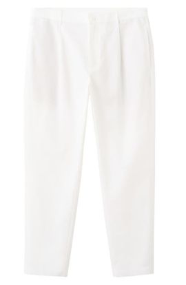MANGO MANGO Pleated Straight Fit Cotton Blend Pants