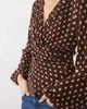 Mango Mango plisse wrap long sleeve top in brown polka dot print - 4