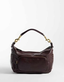 Mango Mango pocket detail shoulder bag in burgundy-Red