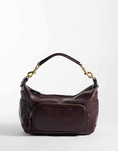 Mango Mango pocket detail shoulder bag in burgundy-Red