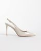 Mango Mango pointed heeled slingback pumps in beige-Neutral - 1