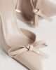 Mango Mango pointed toe heeled slingback pumps with bow detailing in pale pink - 3