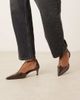 Mango Mango pointed toe kitten heel shoes in chocolate brown - 1