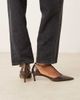 Mango Mango pointed toe kitten heel shoes in chocolate brown - 3