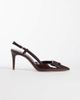 Mango Mango pointed toe slingback heels with statement buckle in dark brown - 1