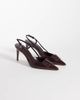 Mango Mango pointed toe slingback heels with statement buckle in dark brown - 2