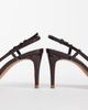 Mango Mango pointed toe slingback heels with statement buckle in dark brown - 4