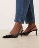 Mango Mango pointed toe slingback heels with statement hardware in black - 1