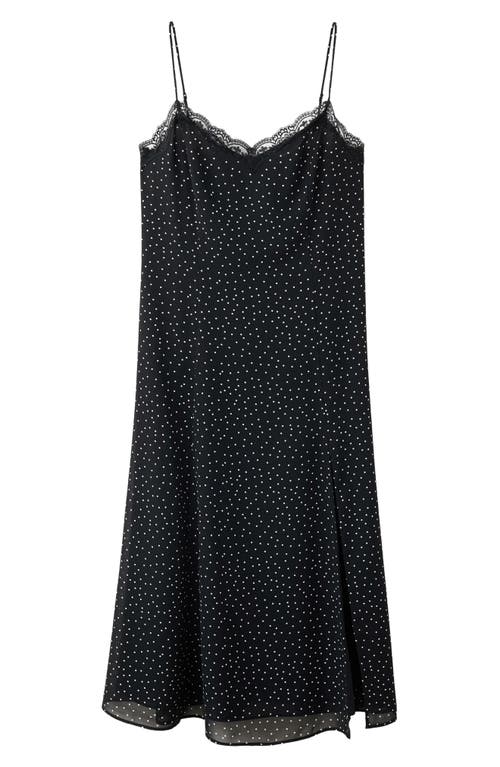 MANGO MANGO Polka-Dotted Dress with Lace Detail