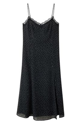 MANGO MANGO Polka-Dotted Dress with Lace Detail