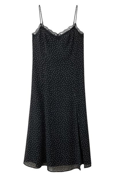 MANGO MANGO Polka-Dotted Dress with Lace Detail
