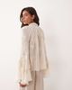 Mango Mango premium ruffle detailing embroidered blouse in cream-Neutral - 4
