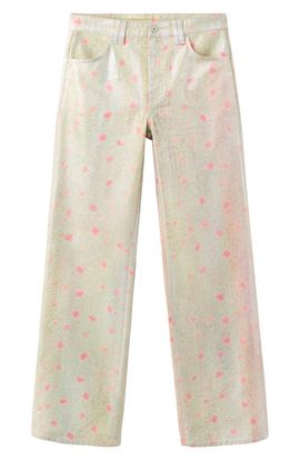 MANGO MANGO Print Foil Straight Leg Jeans