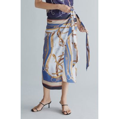 MANGO MANGO Print Side Tie Maxi Skirt