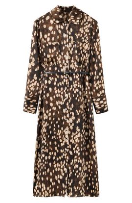 MANGO MANGO Printed Belted Long Sleeve Shirtdress
