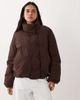 Mango Mango puffer jacket with mandarin buttons in brown - 3