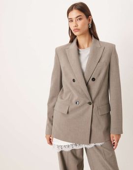 Mango Mango Puglia tailored double breasted blazer in gray - part of a set