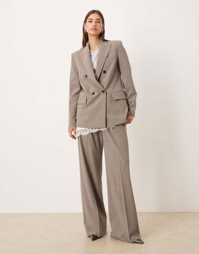 Mango Mango Puglia tailored flared pants in gray - part of a set