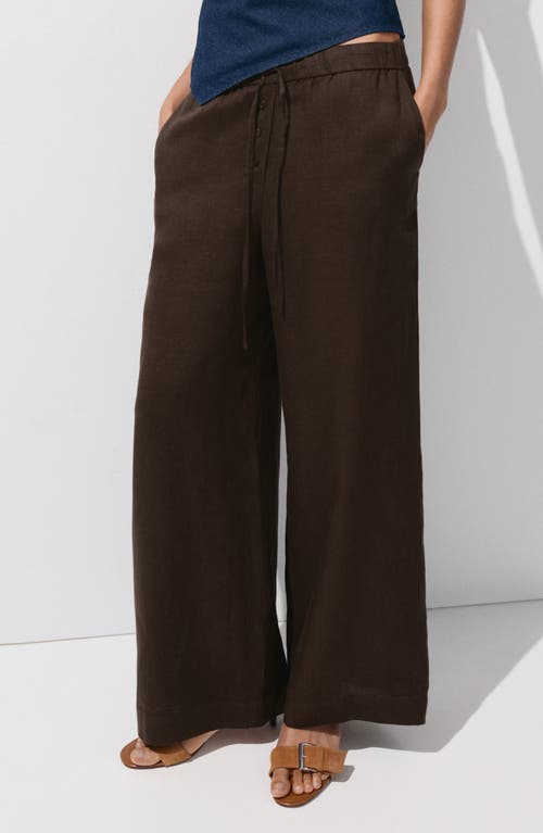 MANGO MANGO Pull-On Wide Leg Linen Pants