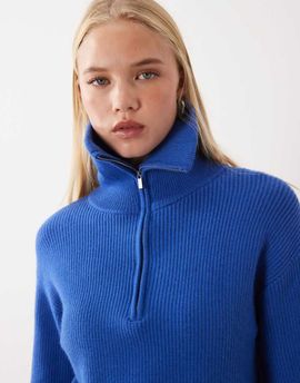 Mango Mango quarter zip sweater in electric blue