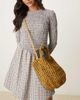 Mango Mango raffia bucket bag with lining in tan-Brown - 1