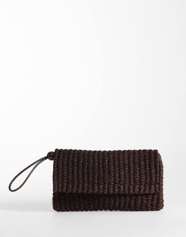 Mango Mango raffia clutch bag in brown