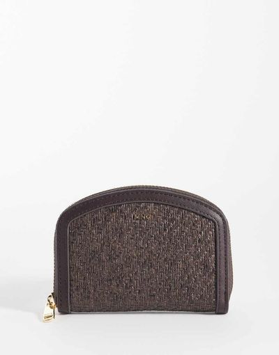 Mango Mango raffia effect wallet in brown