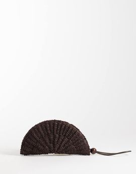 Mango Mango raffia fan clutch bag in brown