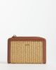 Mango Mango raffia look zip up wallet in tan-Neutral - 1