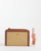 Mango Mango raffia look zip up wallet in tan-Neutral - 2