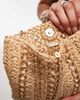 Mango Mango raffia metal hoop detailed shoulder bag in light beige-Neutral - 3